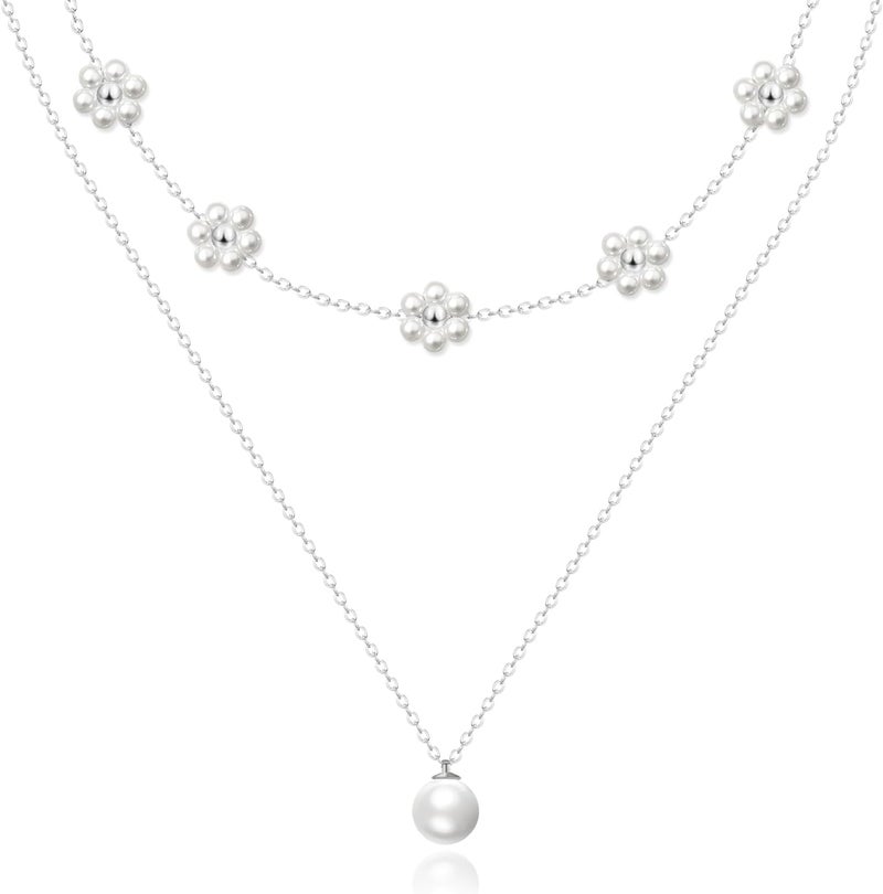 Zeffy Gold Pearl Necklace for Women, Dainty 14K Gold/Silve Plated Layered Pearl Choker Pearl Earrings Pearl Bracelets Wedding Trendy Gold Jewelry Set for Women Gifts - Image 1